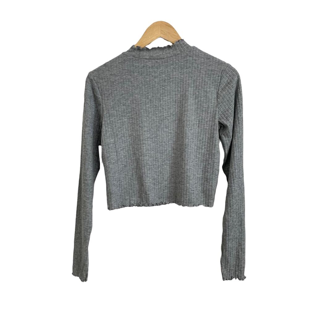 BP. Gray Medium Heather Mock Neck Long Sleeve Crop Top Size Medium NEW - Picture 7 of 7